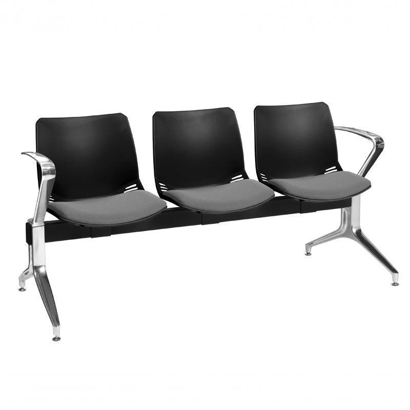 Visitor 3 Seat Module with 3 Grey Intervene Material Upholstered Seat Pads - IVFSynergy