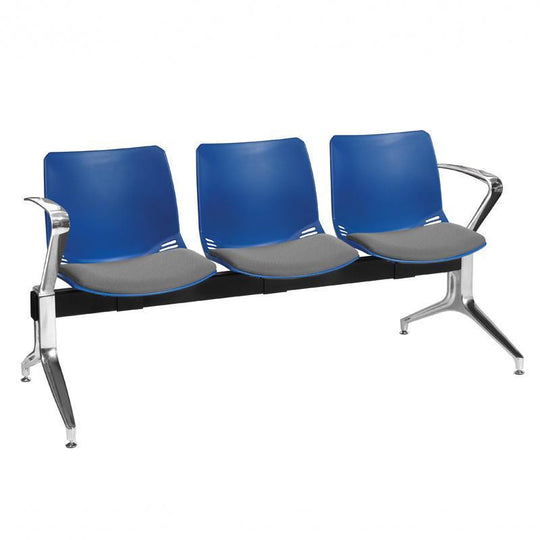 Visitor 3 Seat Module with 3 Grey Intervene Material Upholstered Seat Pads - IVFSynergy